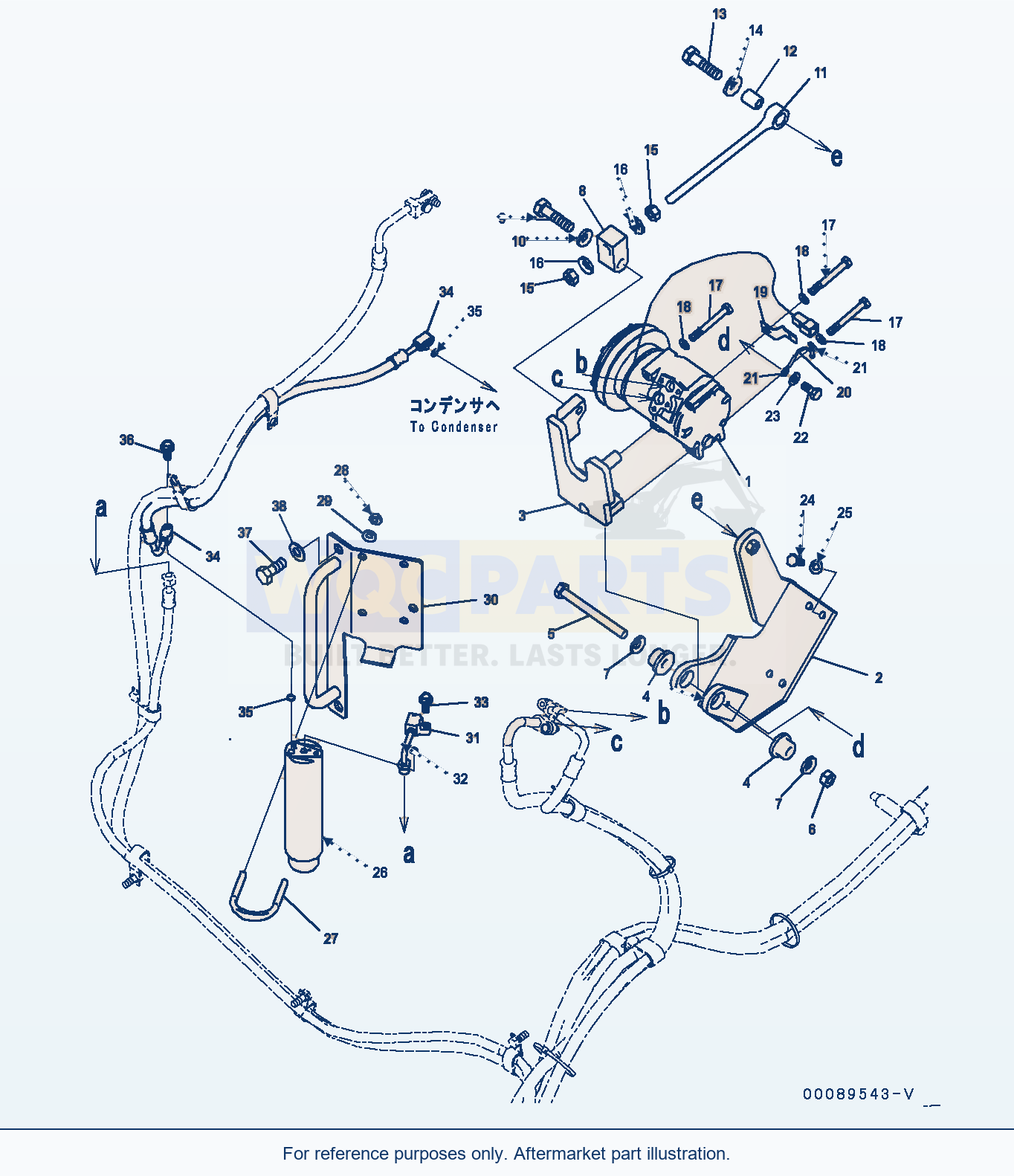 Komatsu PC400LC-8 Air Conditioner Unit, Compressor (#70306-) parts diagram