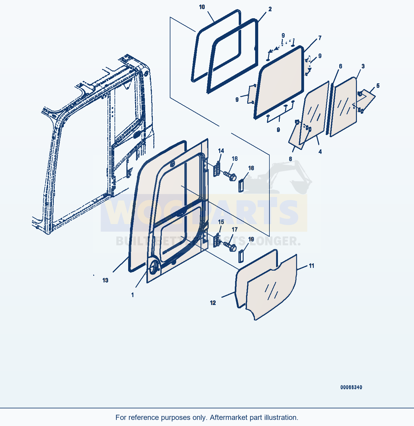 Komatsu PC400LC-8 Cab, For Australia — Cab, Door (#70001-70462) parts diagram