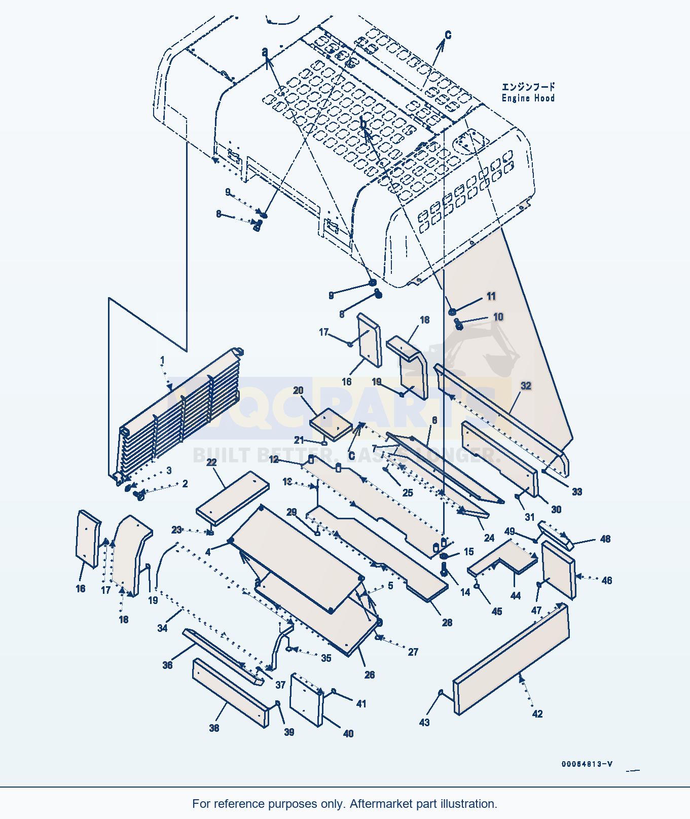 Komatsu PC450-8 Engine Hood, Louver (#70001-) parts diagram