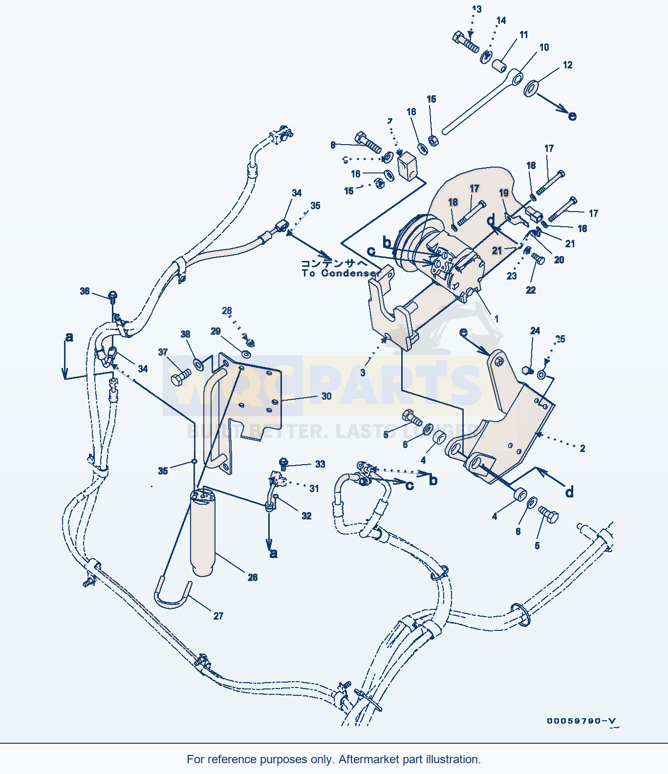 Komatsu PC450-8 Air Conditioner Unit, Compressor (#70001-70305) parts diagram