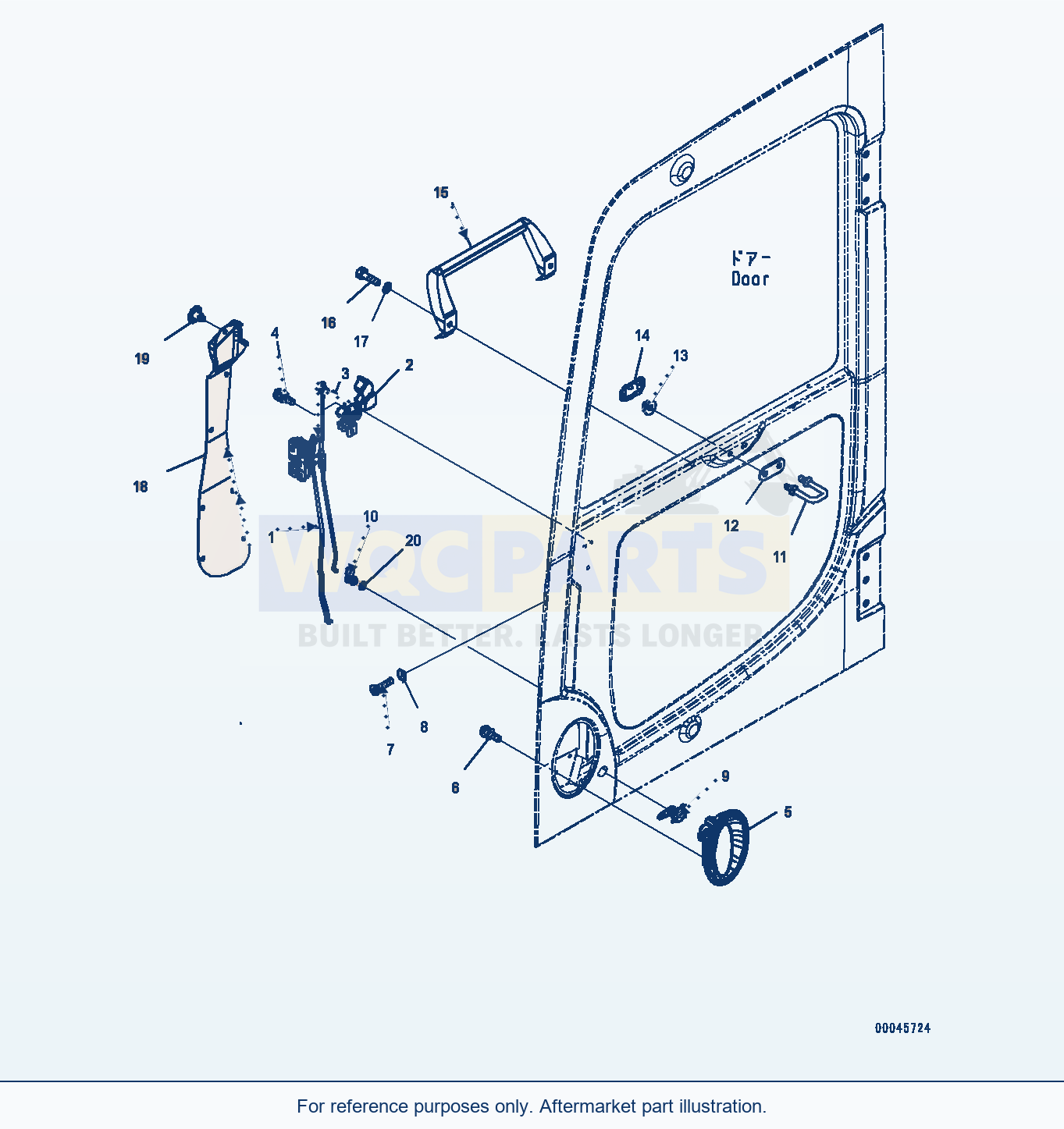 Komatsu PC450LC-8 Cab, For Australia — Cab, Door Lock (#70732-) parts diagram