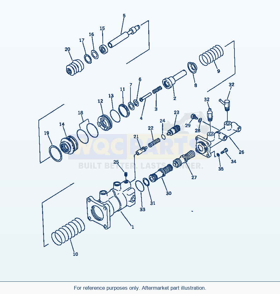 Komatsu WA180-1 Booster And Master Cylynder parts diagram