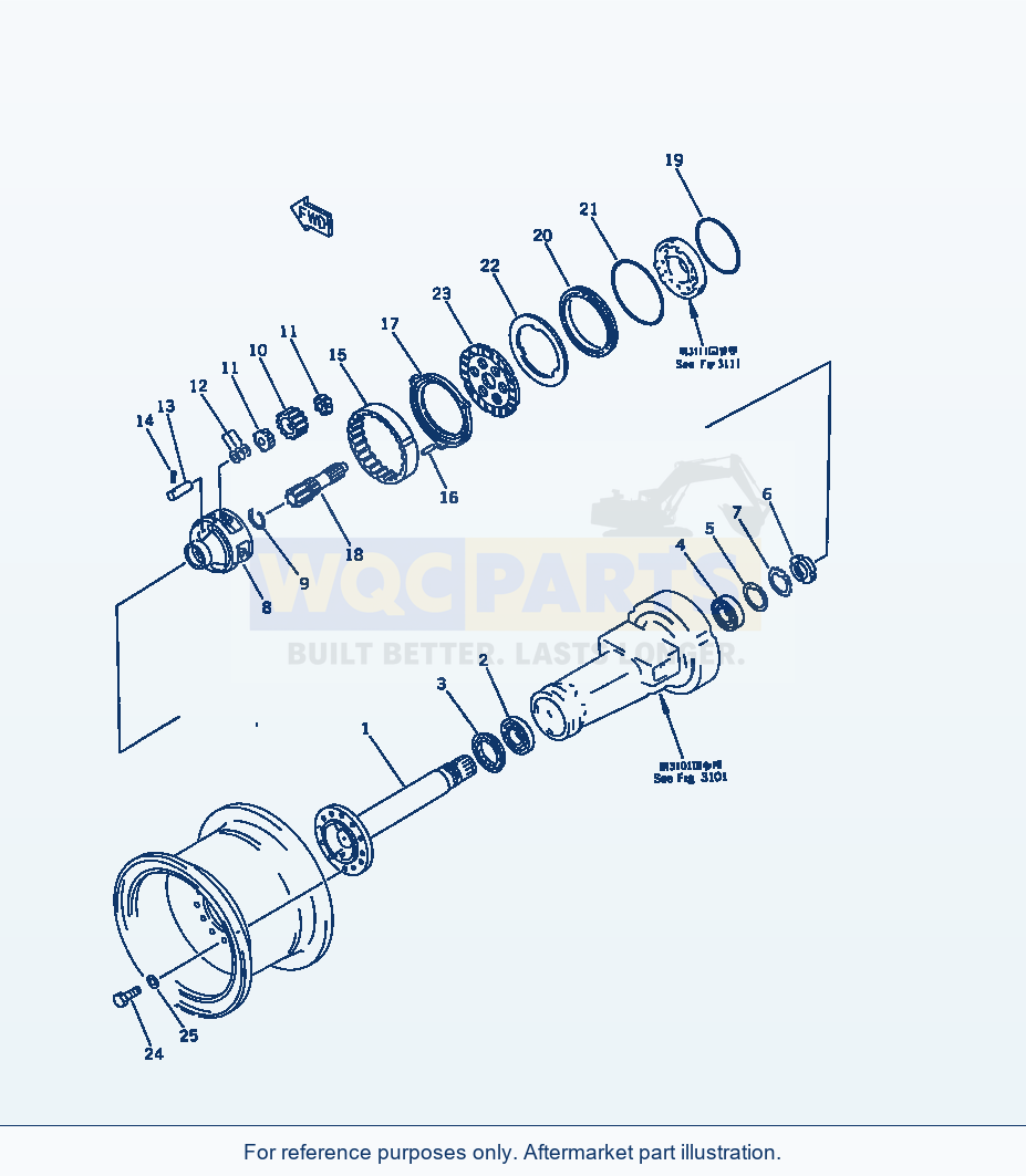 Komatsu WA180-1 Front Wheel Brake And Front Final Drive parts diagram