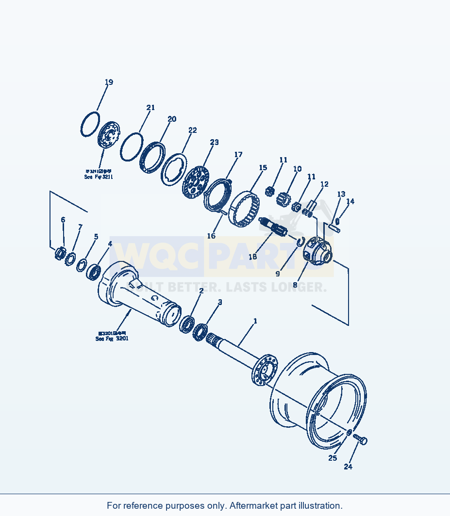Komatsu WA180-1 Rear Wheel Brake And Rear Final Deive parts diagram