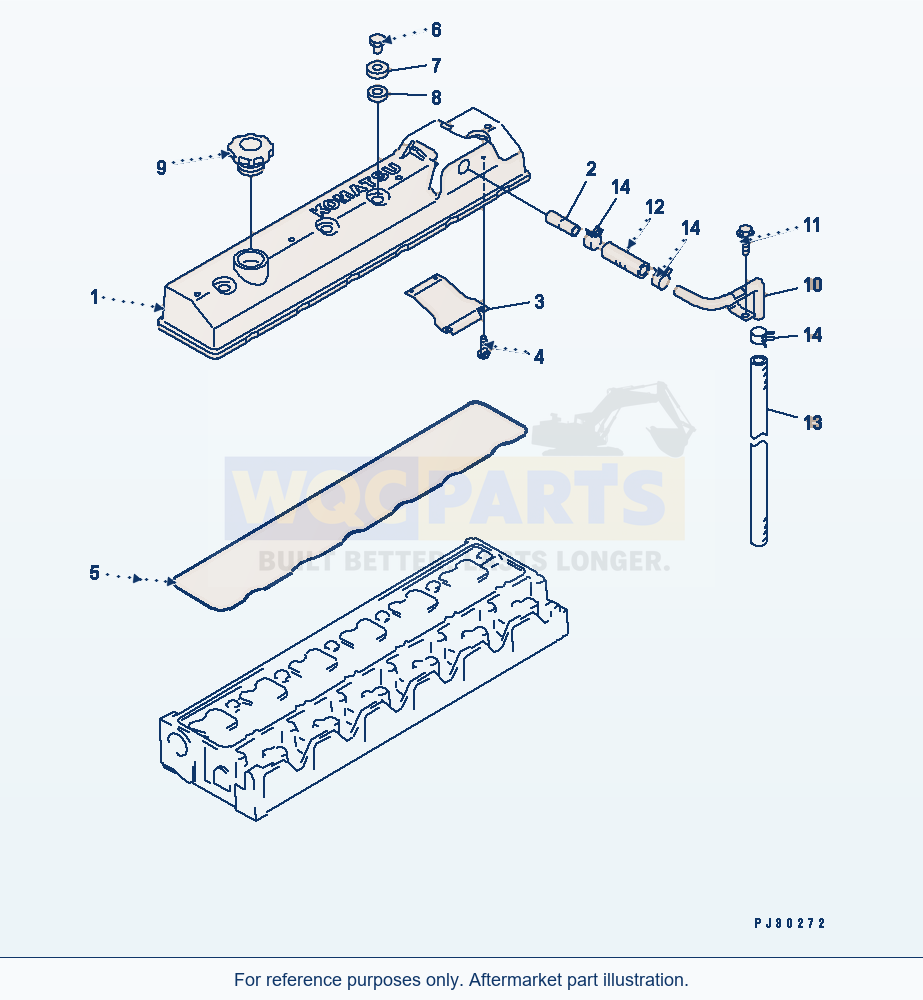 Komatsu WA180-1 Cylinder Head Cover parts diagram