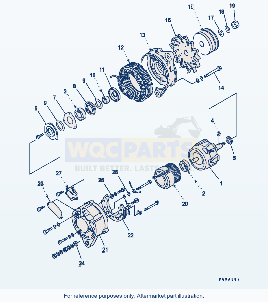 Komatsu WA180-1 Alternator (25A) (With Hardening Pulley) parts diagram