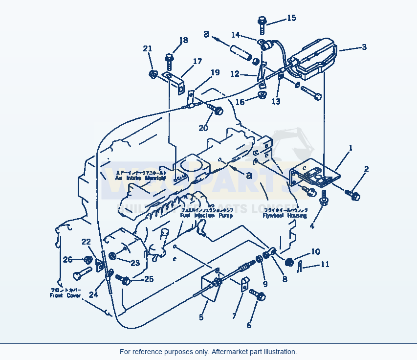Komatsu WA180-1 Engine Stop Motor And Mounting parts diagram