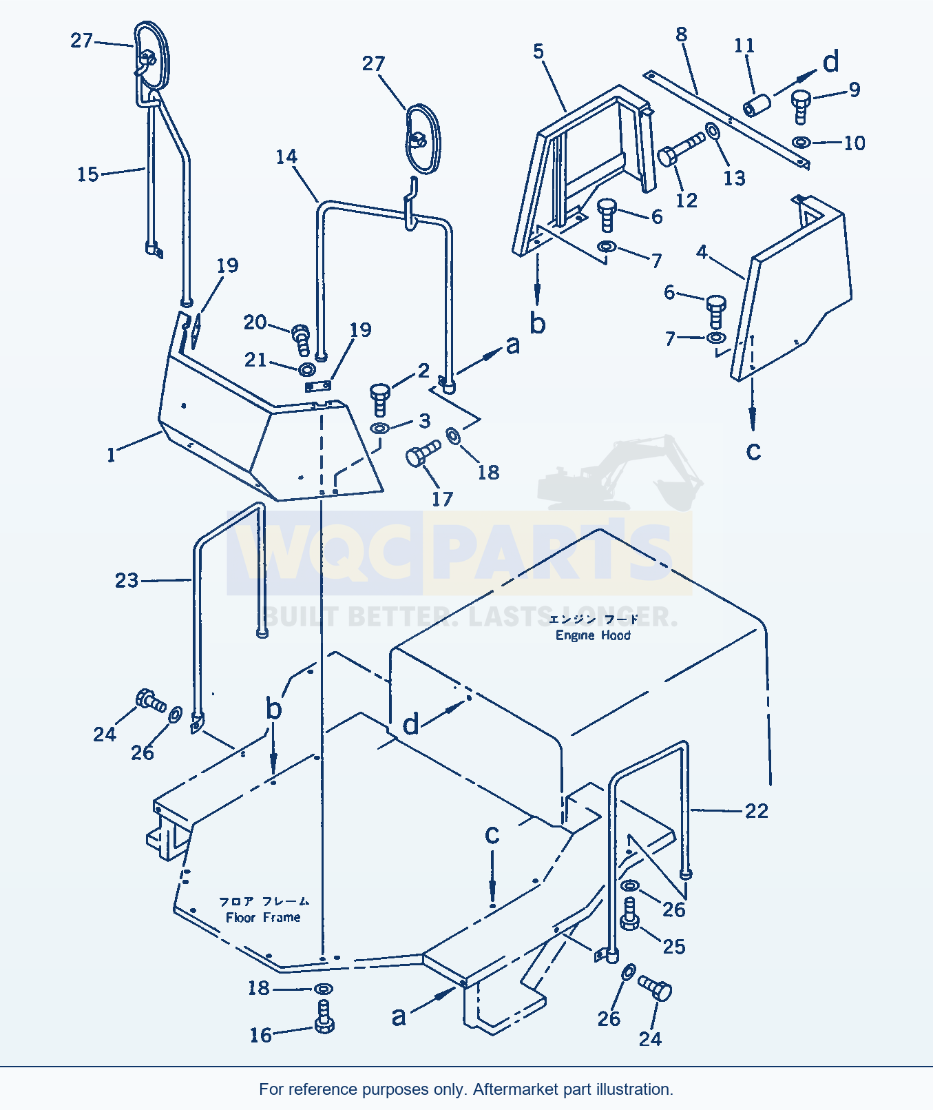 Komatsu WA180-1 Guard And Hand Rail (Without Cab) parts diagram