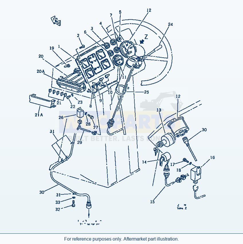 Komatsu WA180-1 Instrument Panel (Tbg/Abe Spec.) parts diagram