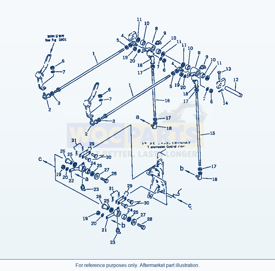 Komatsu WA180-1 Transmission Control Linkage parts diagram