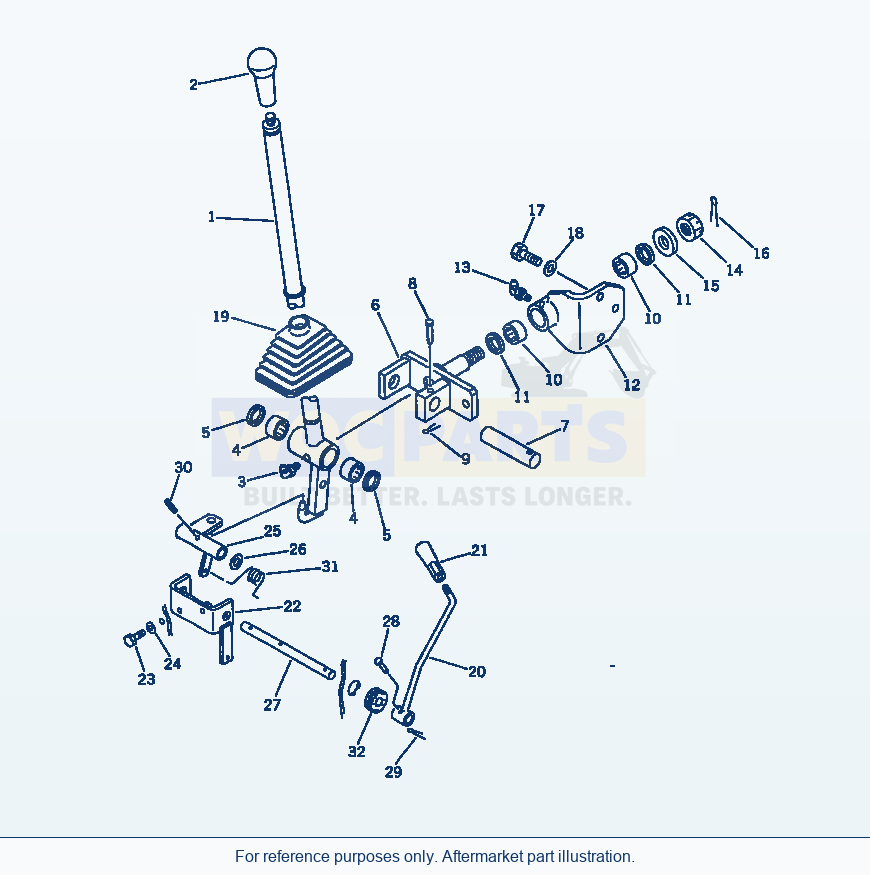 Komatsu WA180-1 Work Equipment Control Lever parts diagram