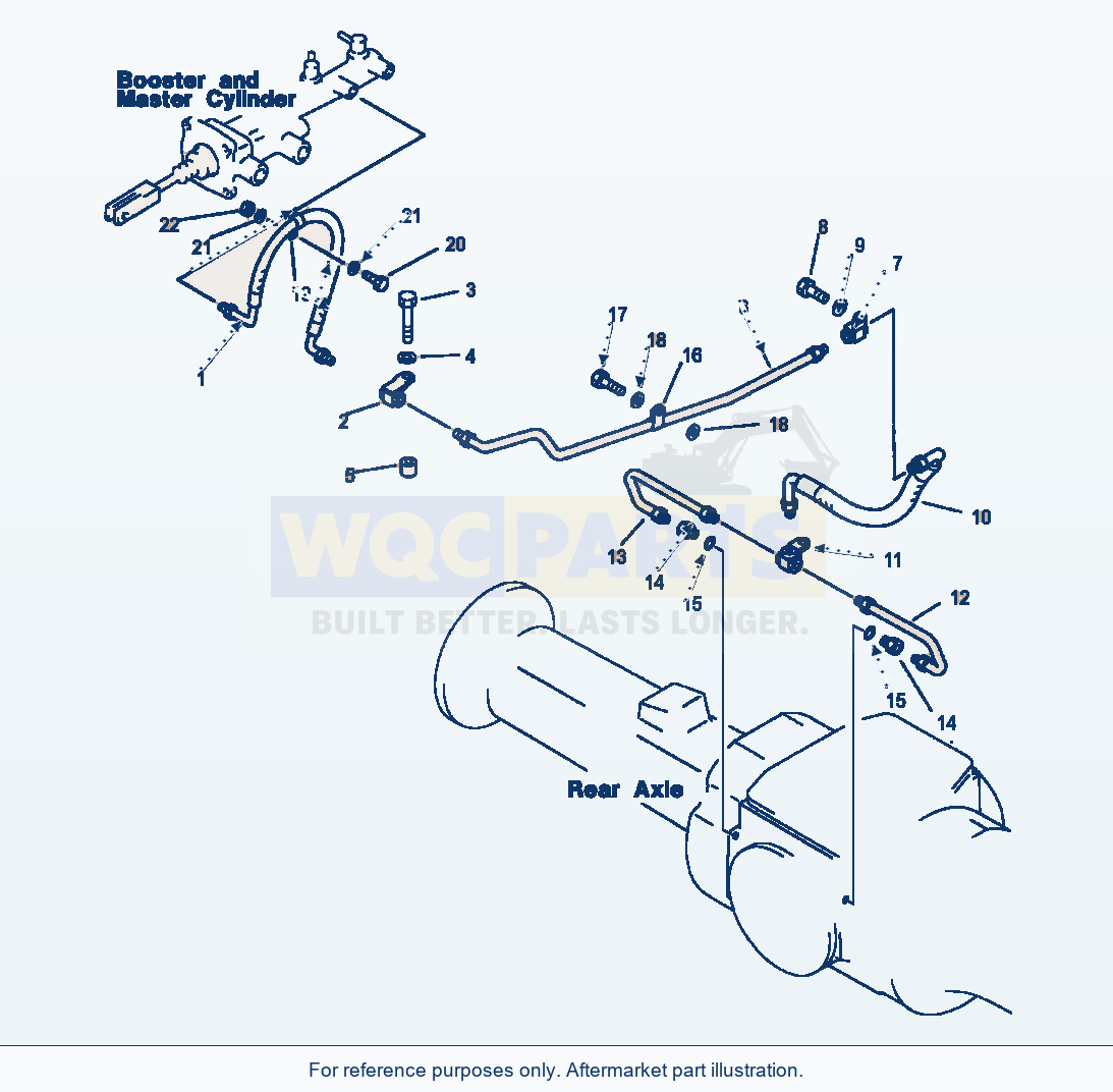 Komatsu WA180-1LC Brake Oil Piping Master Cylinder To Rear Axle parts diagram