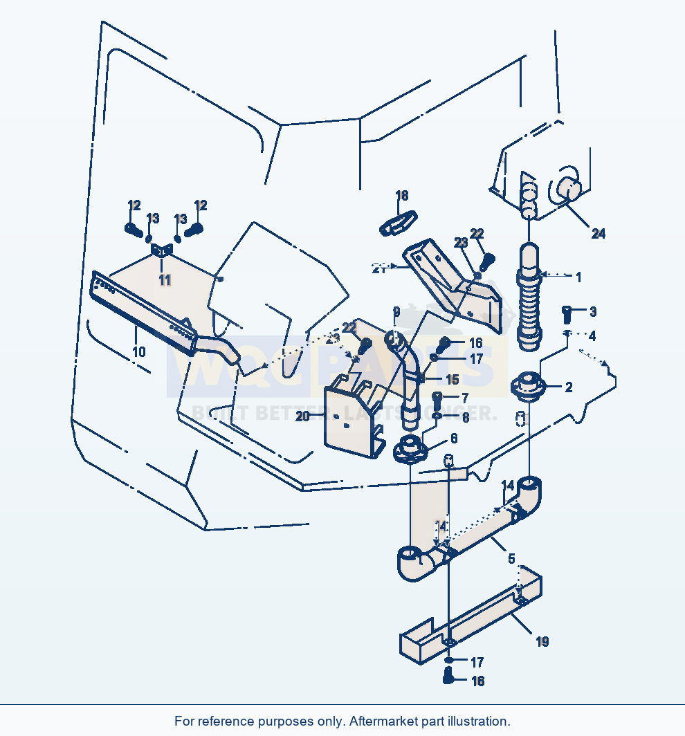 Komatsu WA180-1LC Defroster Piping parts diagram