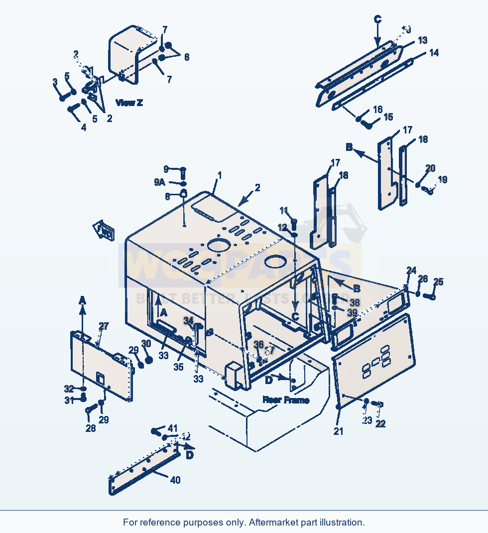 Komatsu WA180-1LC Engine Hood And Side Cover parts diagram