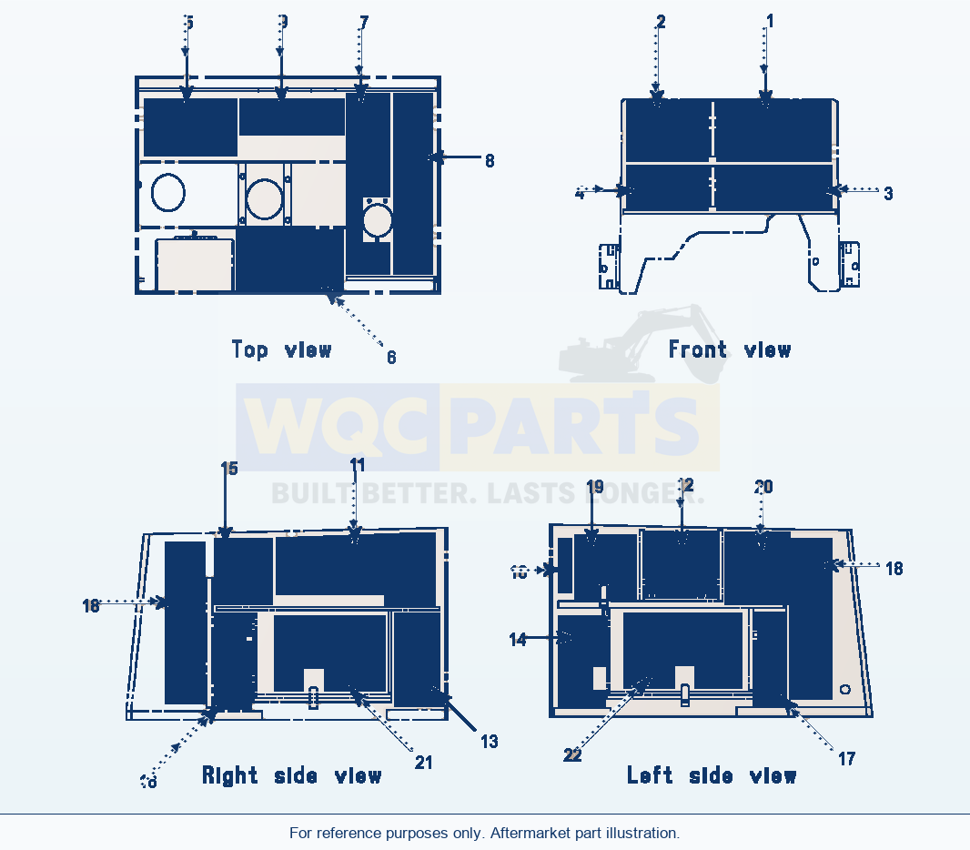 Komatsu WA180-1LC Engine Hood And Side Covers Insulation parts diagram