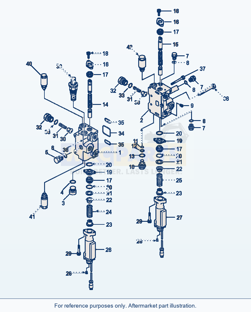 Komatsu WA180-1LC 2-Spool Control Valve parts diagram