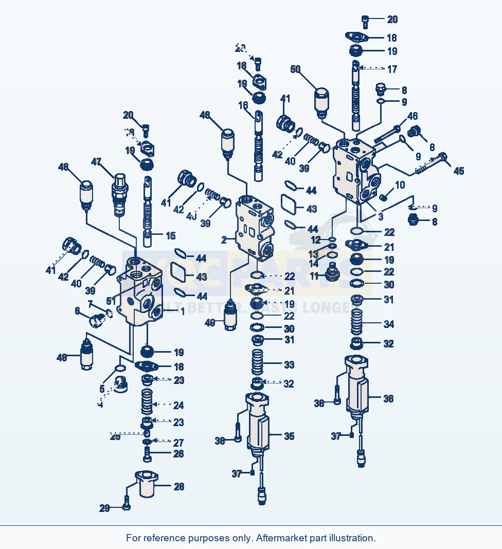 Komatsu WA180-1LC 3-Spool Control Valve parts diagram