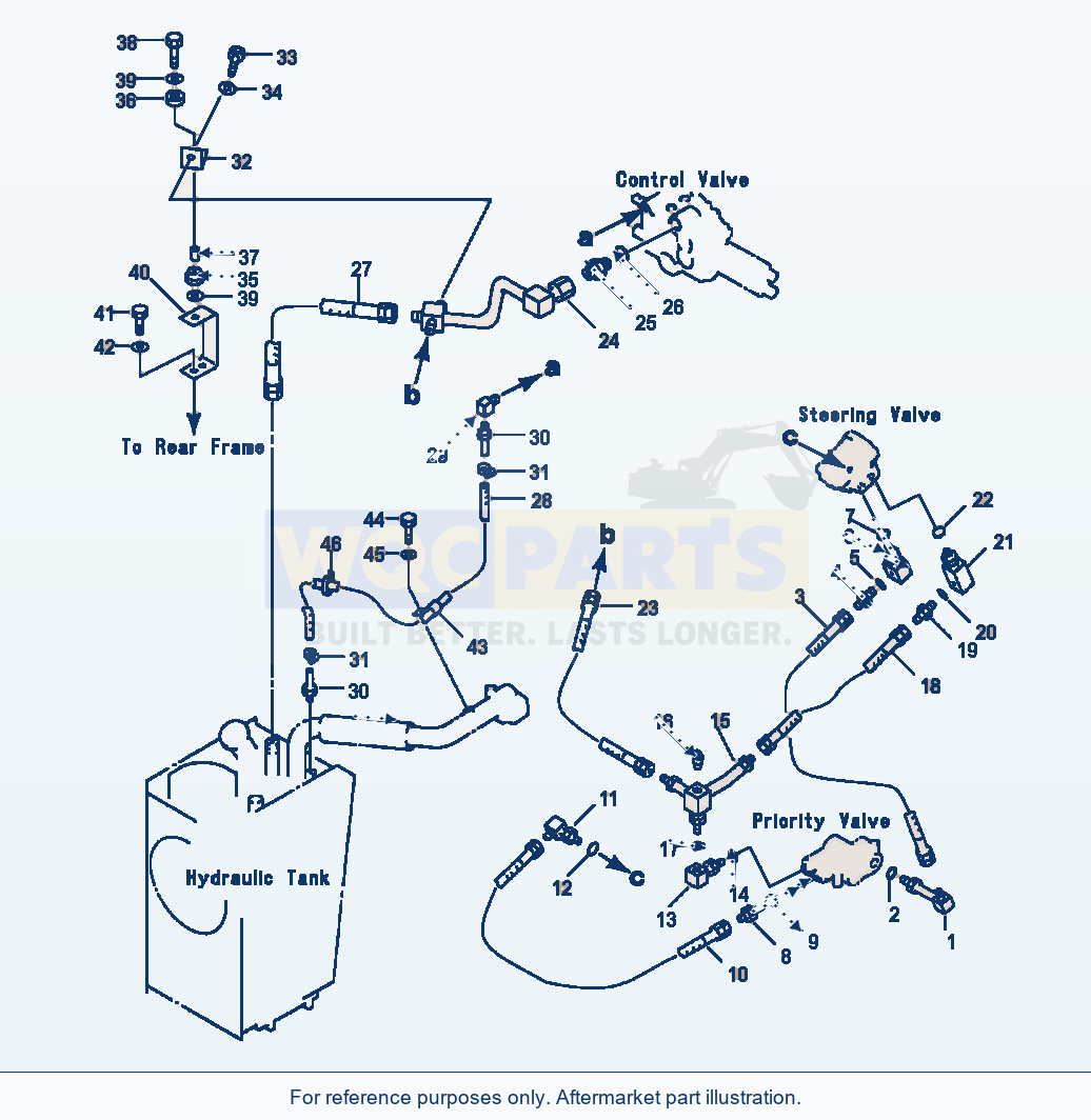 Komatsu WA180-1LC Hydraulic Piping Valves To Reservoir parts diagram
