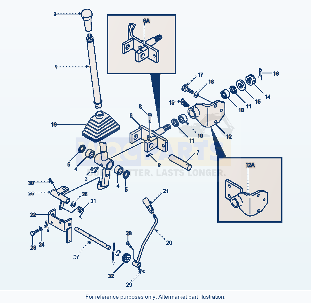 Komatsu WA180-1LC Work Equipment Control Lever parts diagram