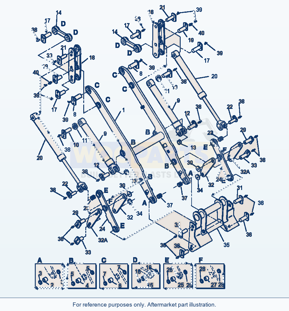 Komatsu WA180-1LC Lift Arm Parallel Lift Linkage parts diagram