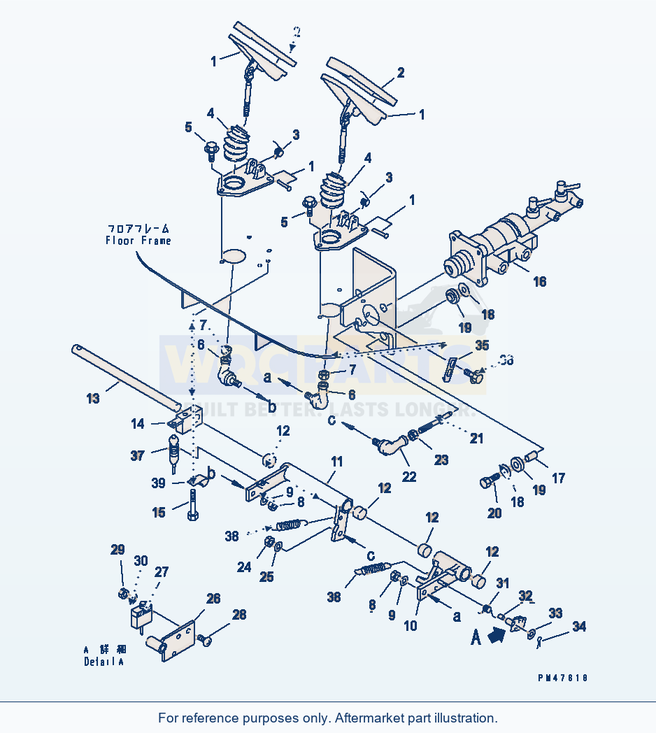 Komatsu WA180-3 Brake Pedal And Linkage(#50001-) parts diagram