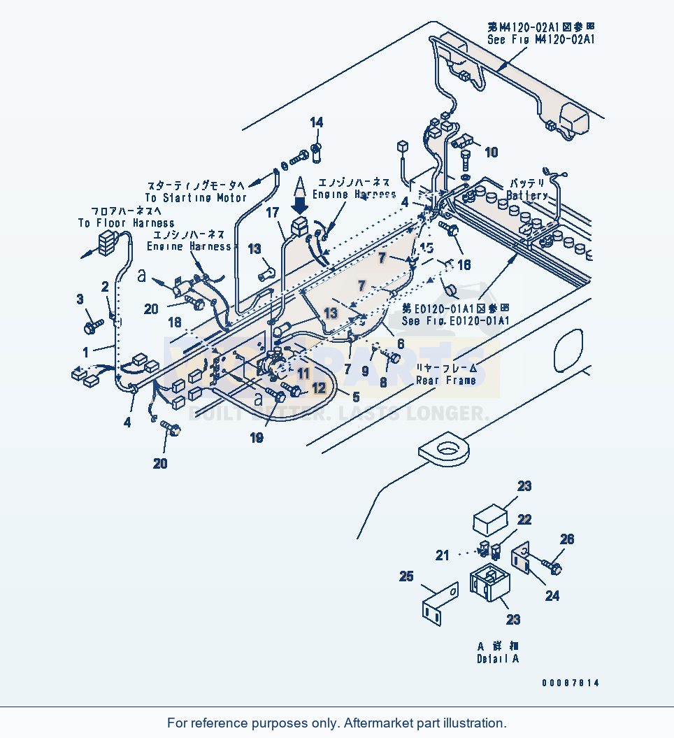 Komatsu WA180-3 Main Harness (Rear Frame Line)(#54563-54618) parts diagram