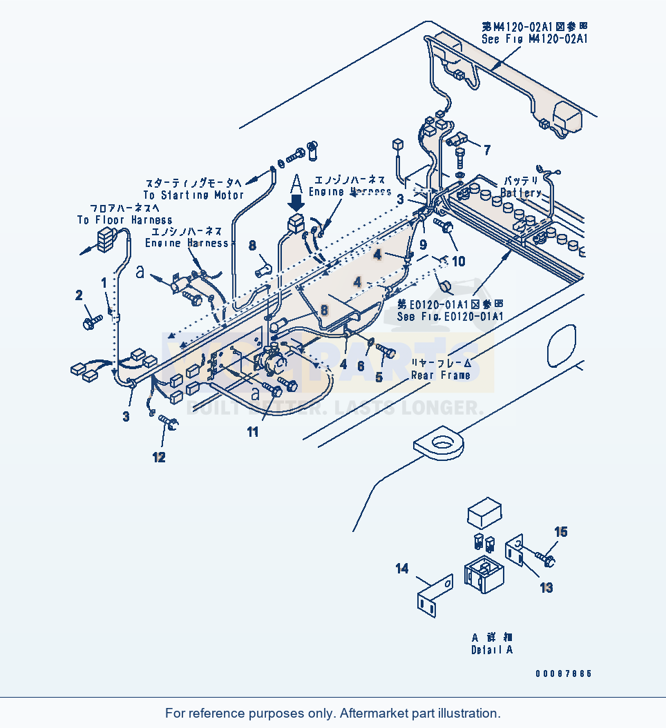 Komatsu WA180-3 Main Harness (Rear Frame Line)(#54619-) parts diagram