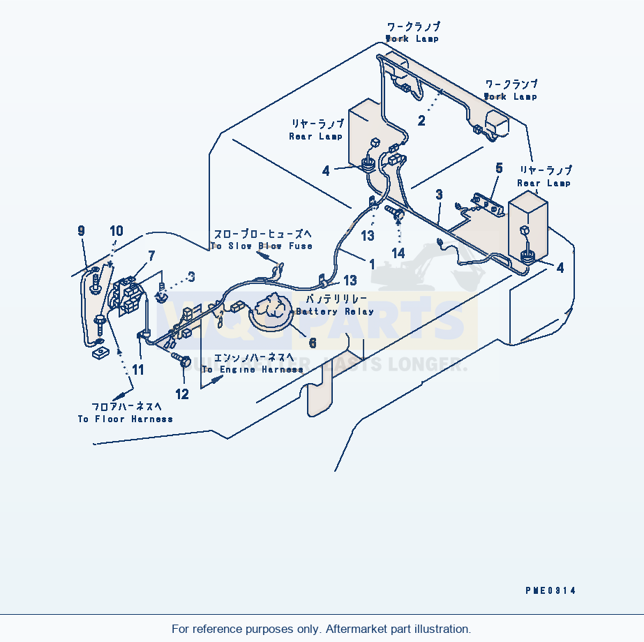 Komatsu WA180-3 Electrical System (Rear Frame Line)(#50001-) parts diagram