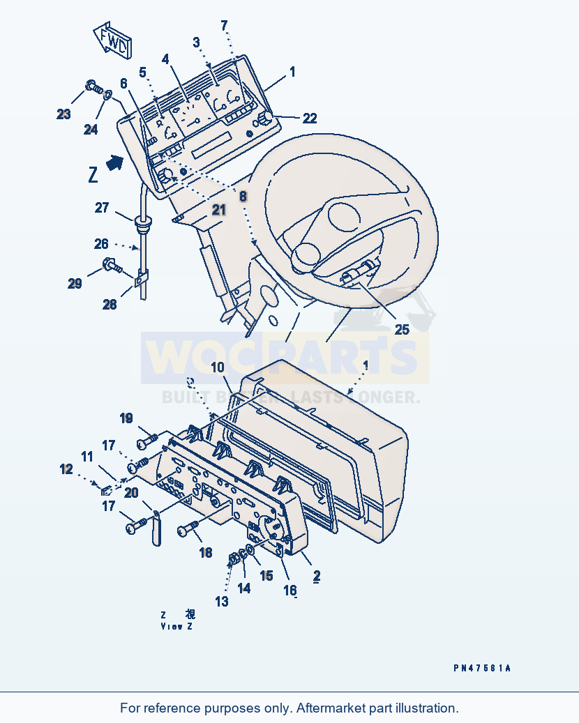 Komatsu WA180-3 Instrument Panel(#50001-) parts diagram