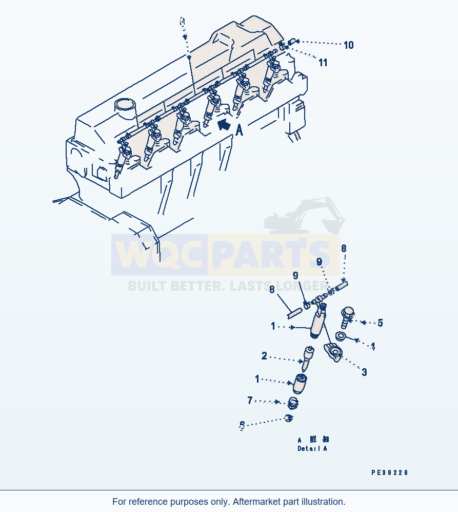 Komatsu WA180-3 Injection Nozzle parts diagram