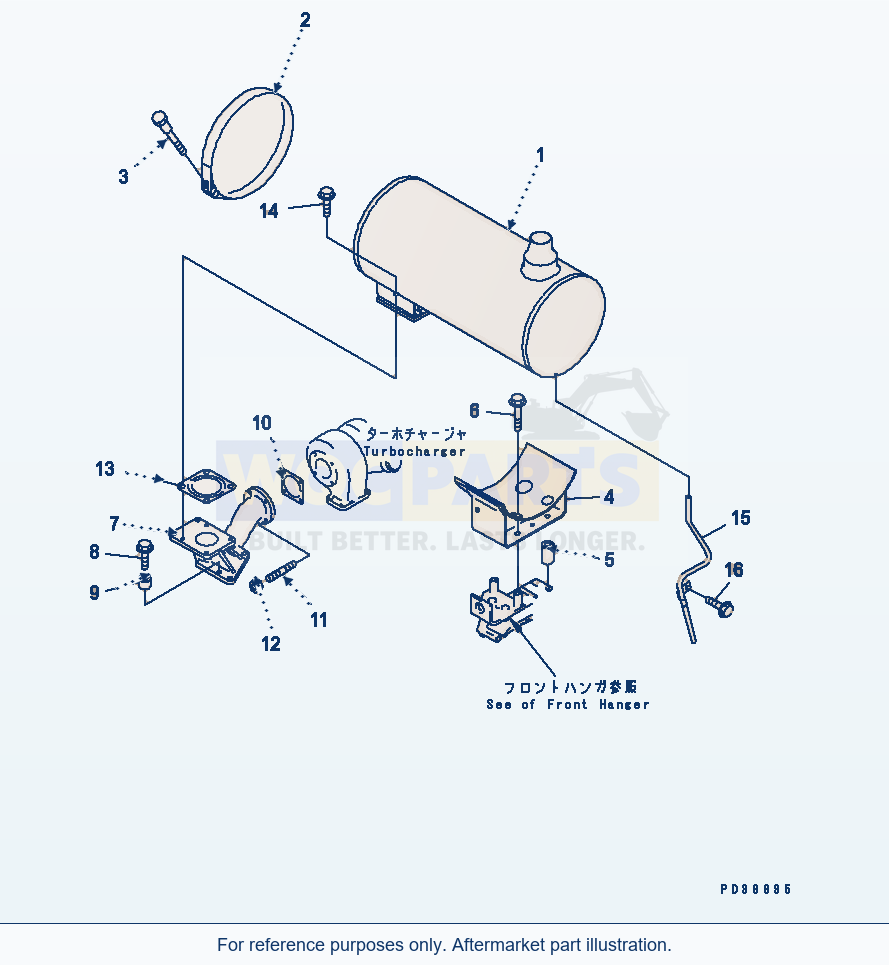 Komatsu WA180-3 Muffler parts diagram