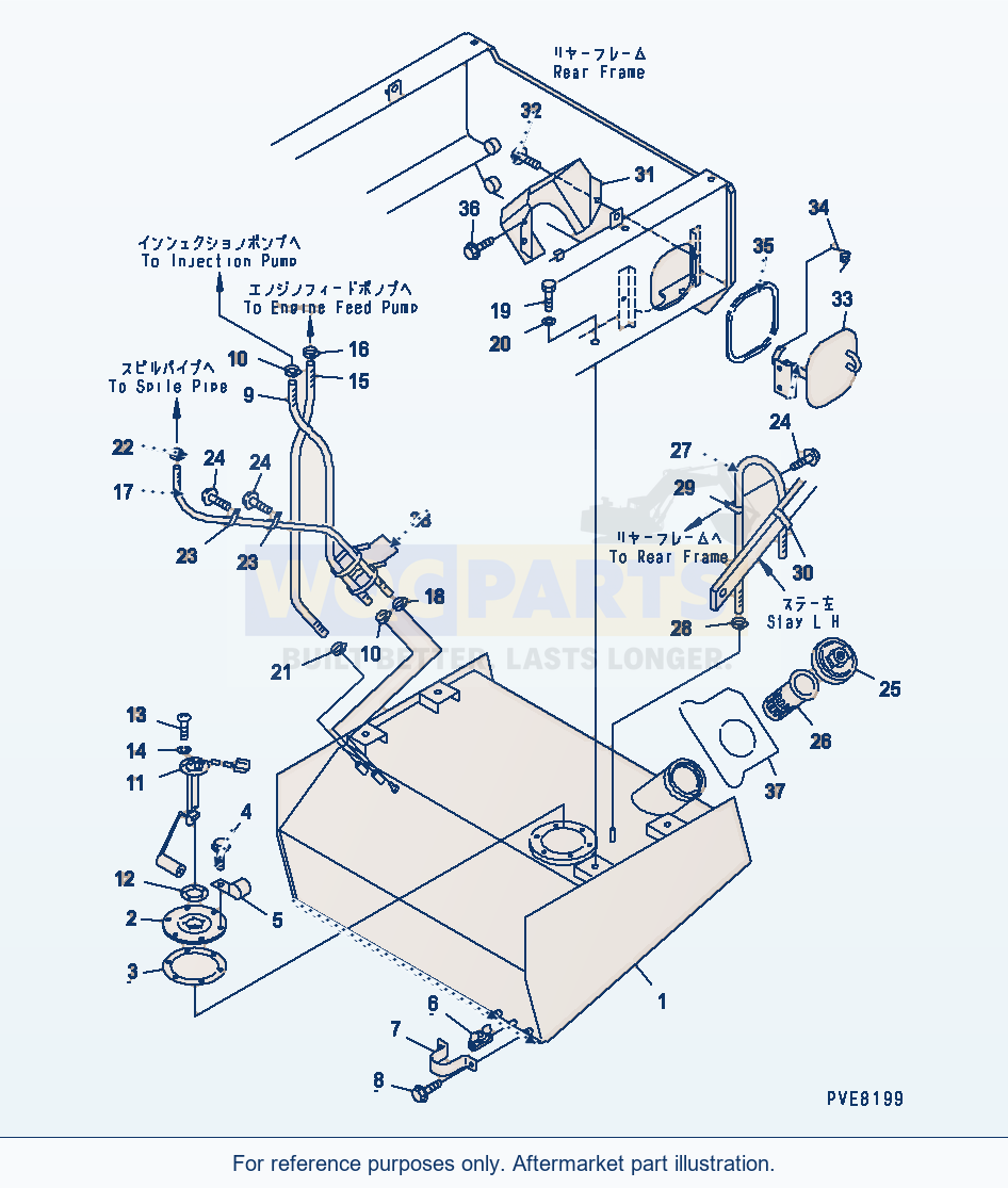 Komatsu WA180-3 Fuel Tank Serial 53001-UP (M/C) parts diagram