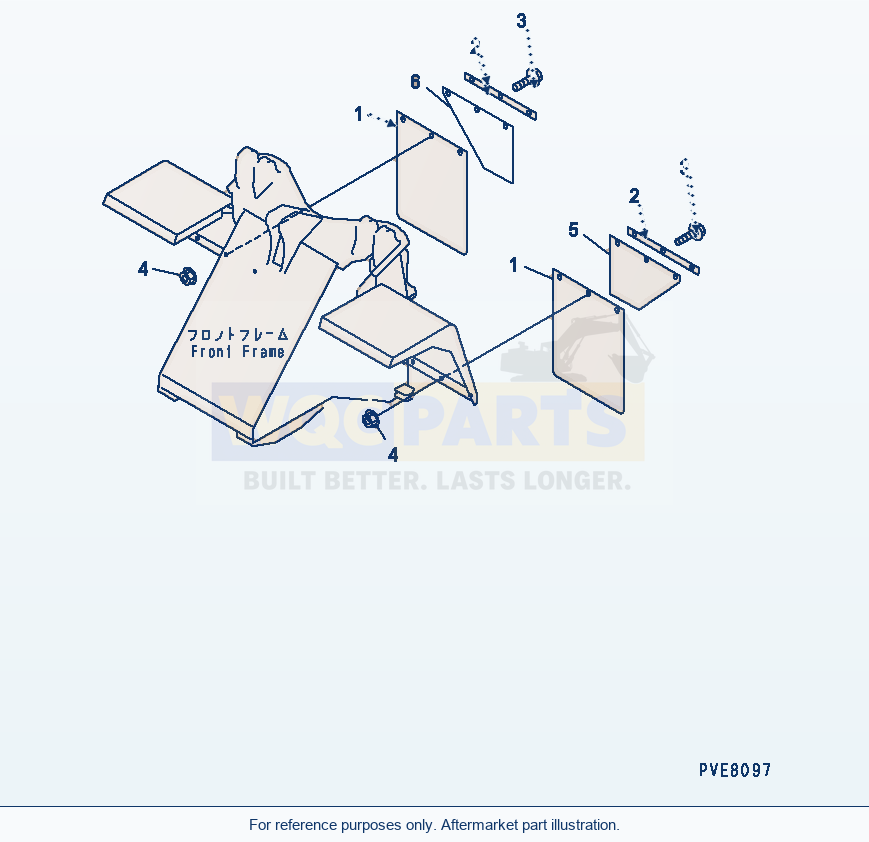 Komatsu WA180-3 Front Fender (Mud Guard) parts diagram