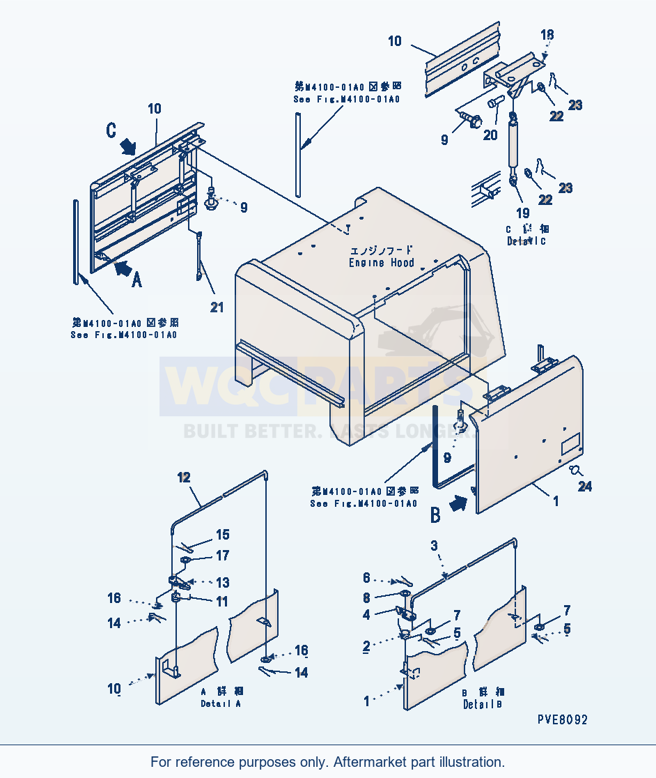 Komatsu WA180-3 Hood Door parts diagram