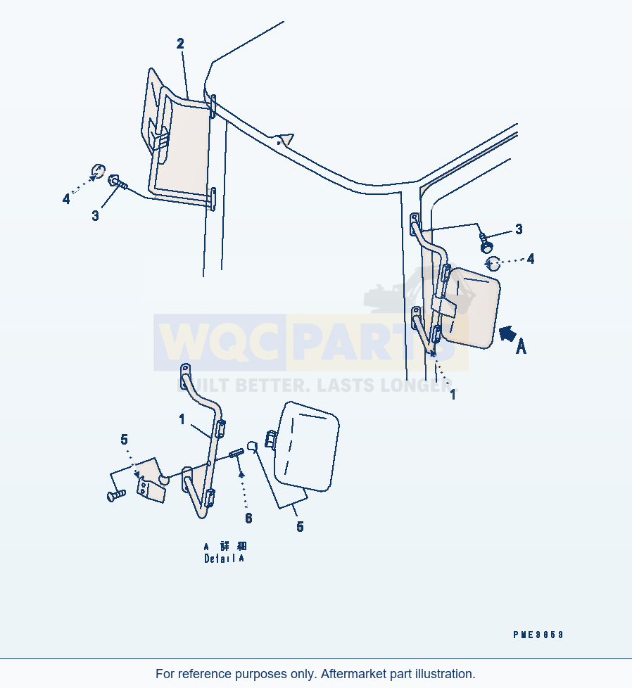 Komatsu WA180-3 Mirror (With Cab)(#53001-54000) parts diagram
