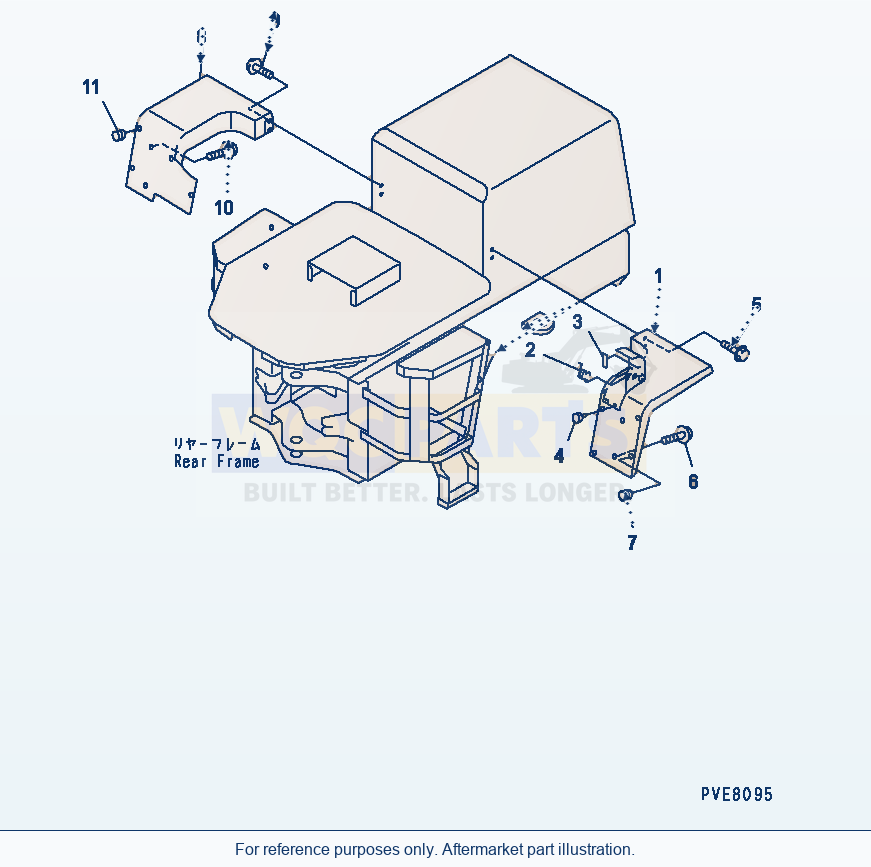 Komatsu WA180-3 Rear Fender (Without Cab) parts diagram