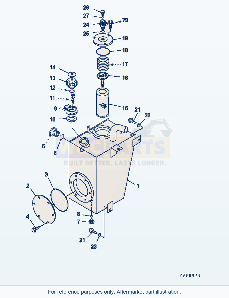 Komatsu WA180-3 Hydraulic Tank (With Emergency Steering) parts diagram
