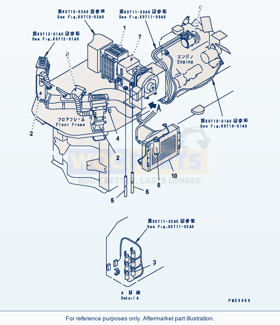 Komatsu WA180-3 Air Conditioner Serial 53001-UP (M/C) parts diagram