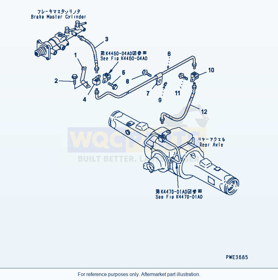Komatsu WA180-3 Brake Control (Rear Brake Line) parts diagram