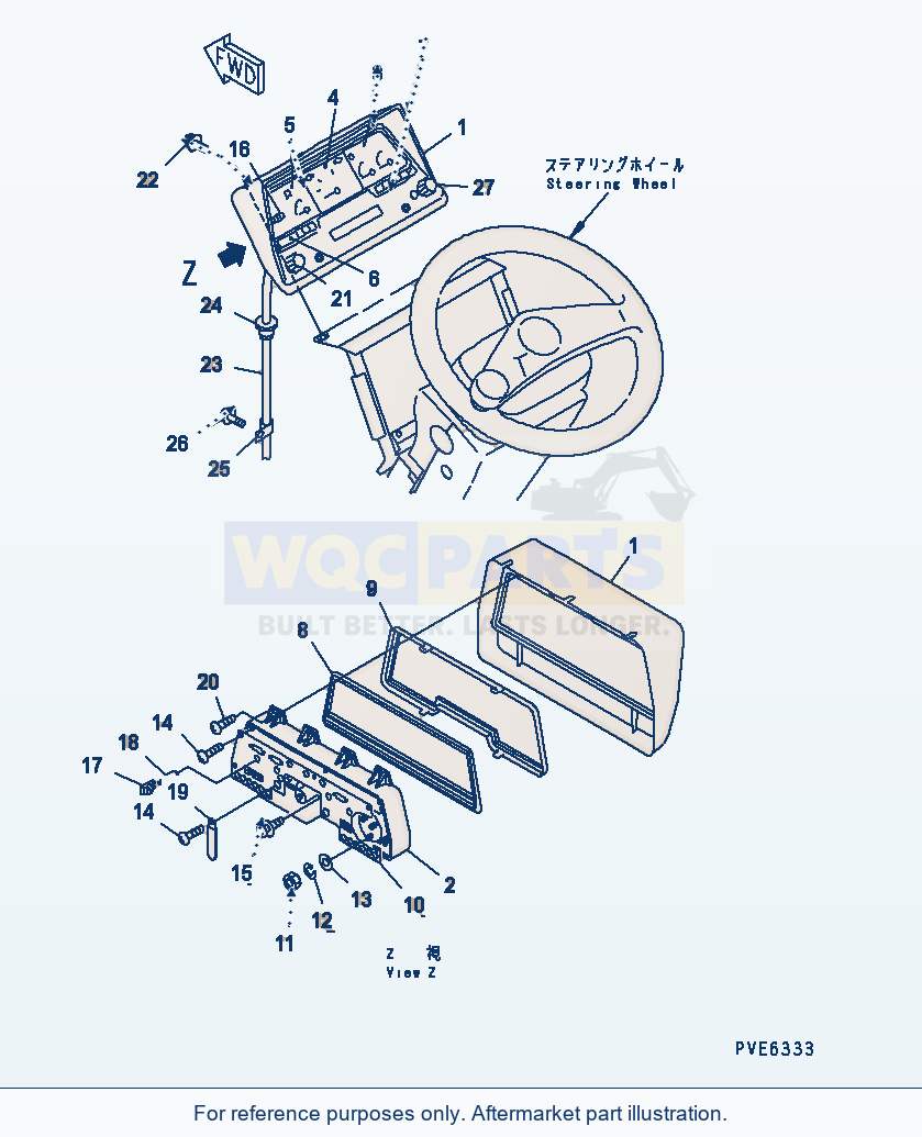 Komatsu WA180-3 Gauge And Sensor (Kohag, Speedometer, Km/H) parts diagram