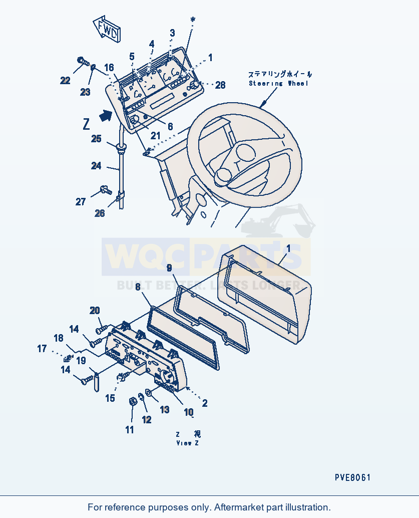 Komatsu WA180-3 Gauge And Sensor (Speedometer, M/H) parts diagram