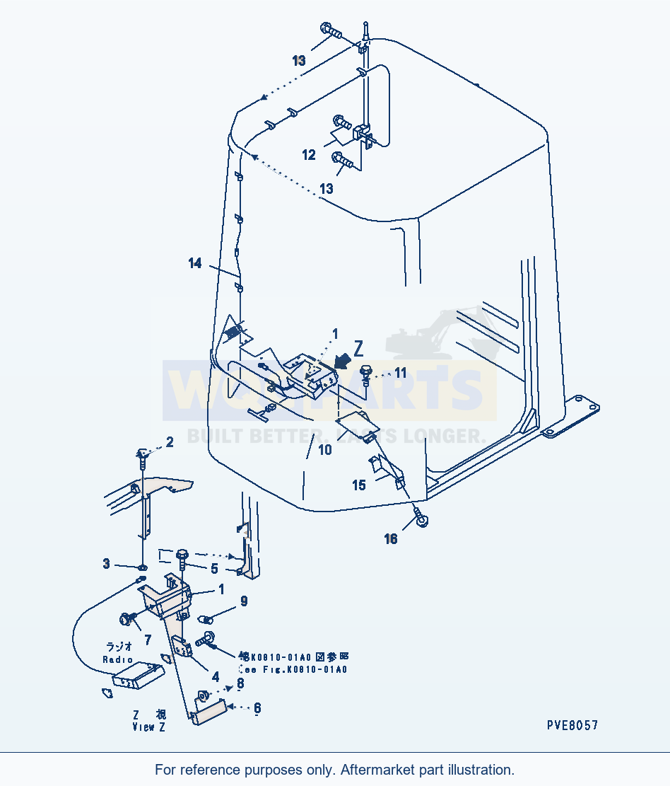 Komatsu WA180-3 Rops Cab (Antenna And Cover)(#53001-54000) parts diagram