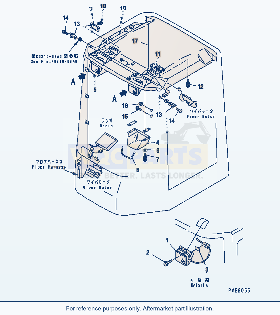 Komatsu WA180-3 Rops Cab (Electrical System)(#53001-54000) parts diagram