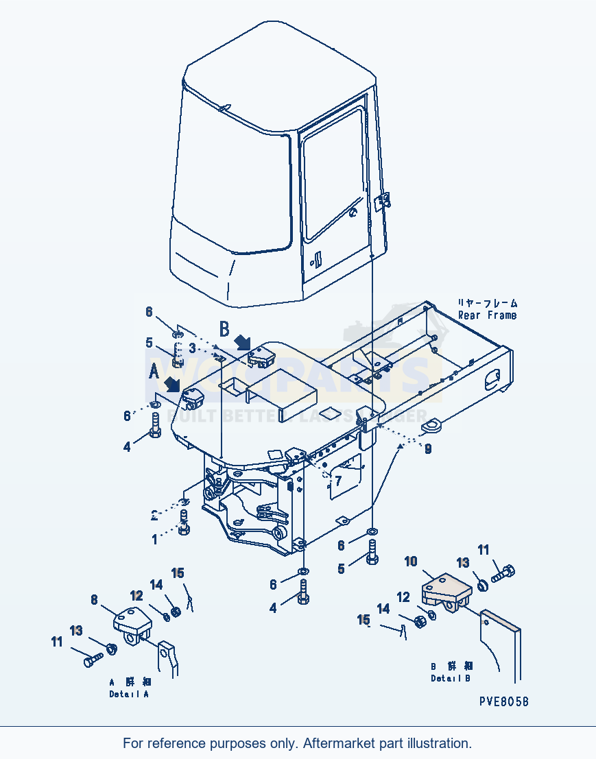 Komatsu WA180-3 Rops Cab (Mounting Parts) Serial 53001-UP (M/C) parts diagram