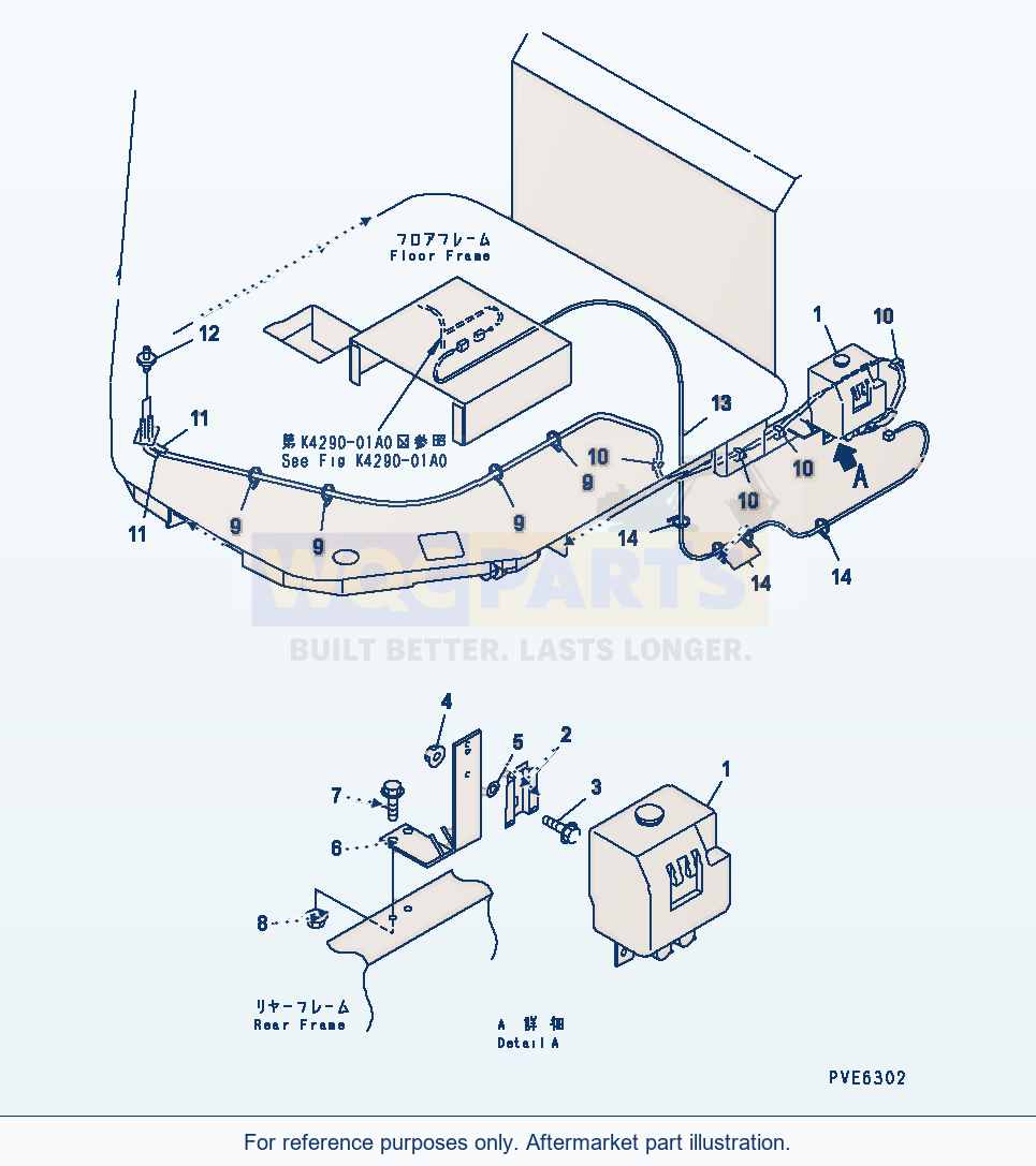 Komatsu WA180-3 Window Washer Tank Serial 53001-UP (M/C) parts diagram