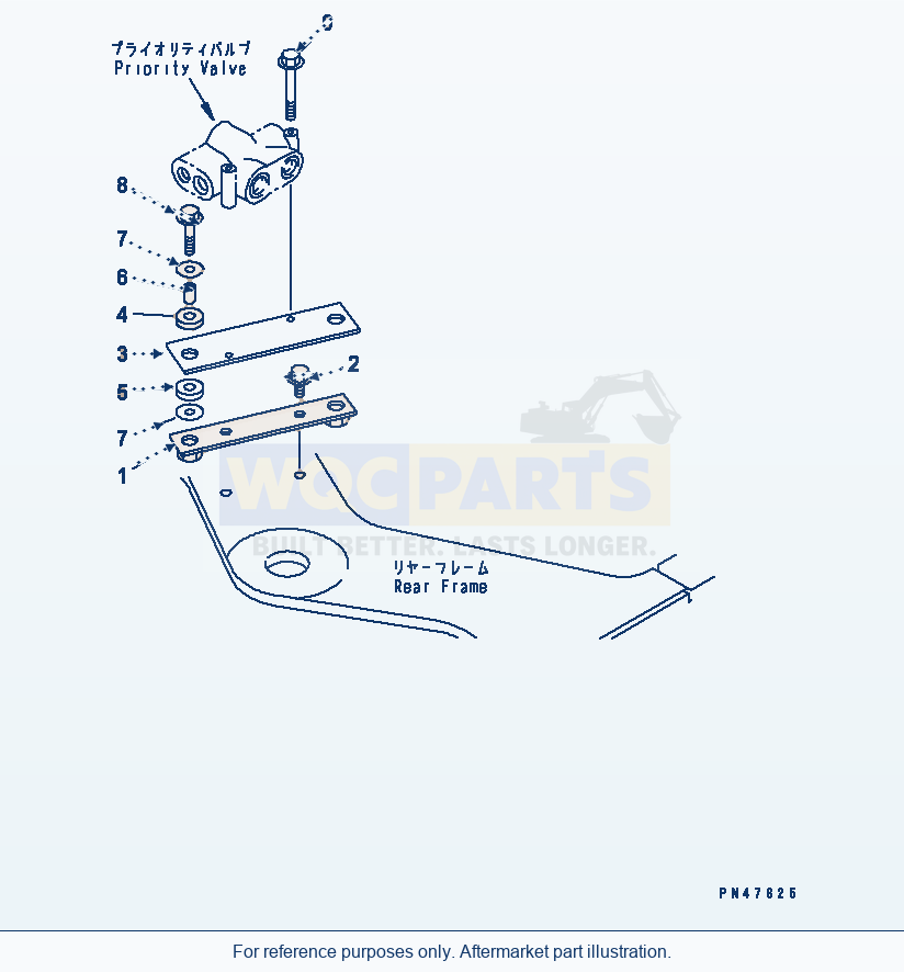 Komatsu WA180-3 Priority Valve Mounting Parts(#50001-) parts diagram