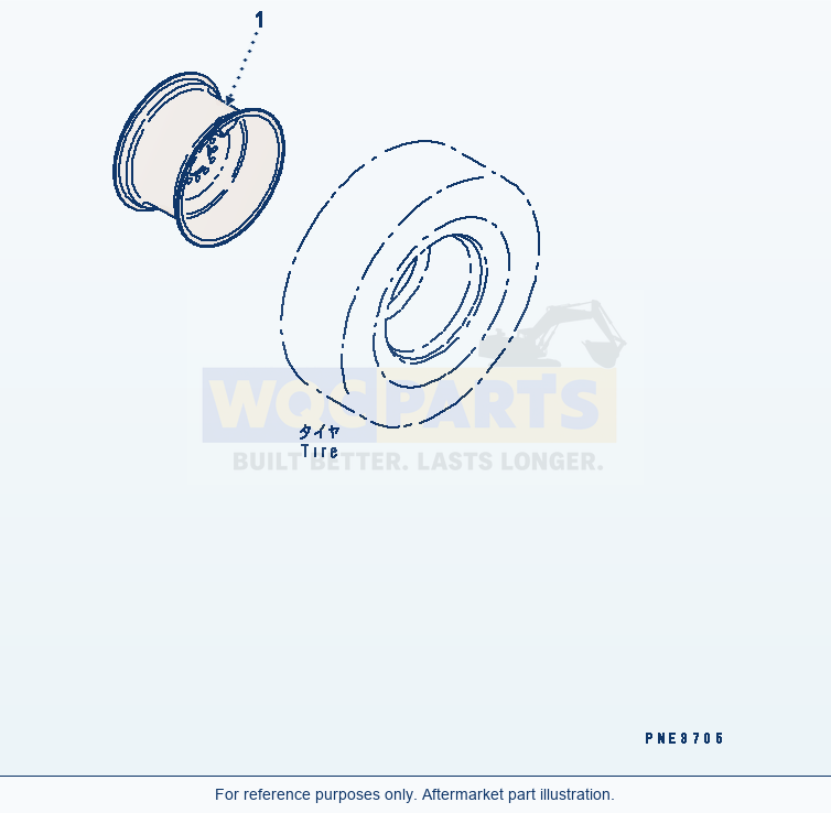 Komatsu WA180-3 Rim (For 18.4-24 Tubeless Tire) parts diagram