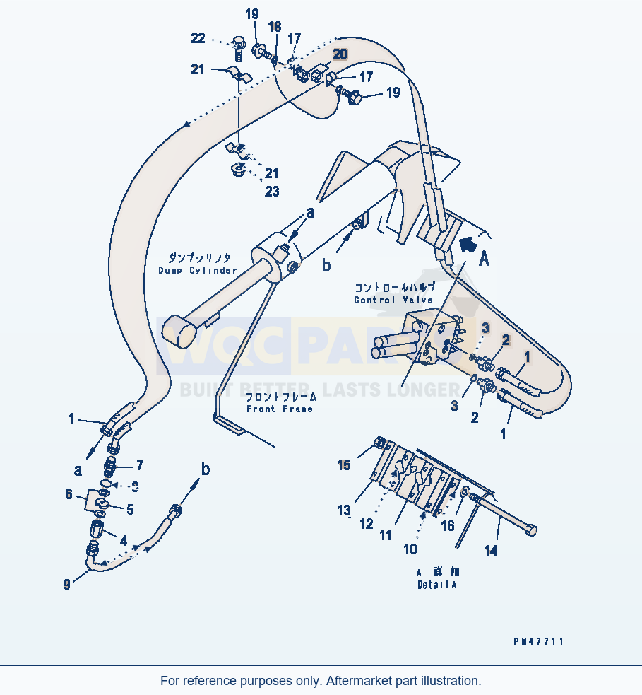 Komatsu WA180-3 Hydraulic Piping (Dump Cylinder Line)(#50001-) parts diagram