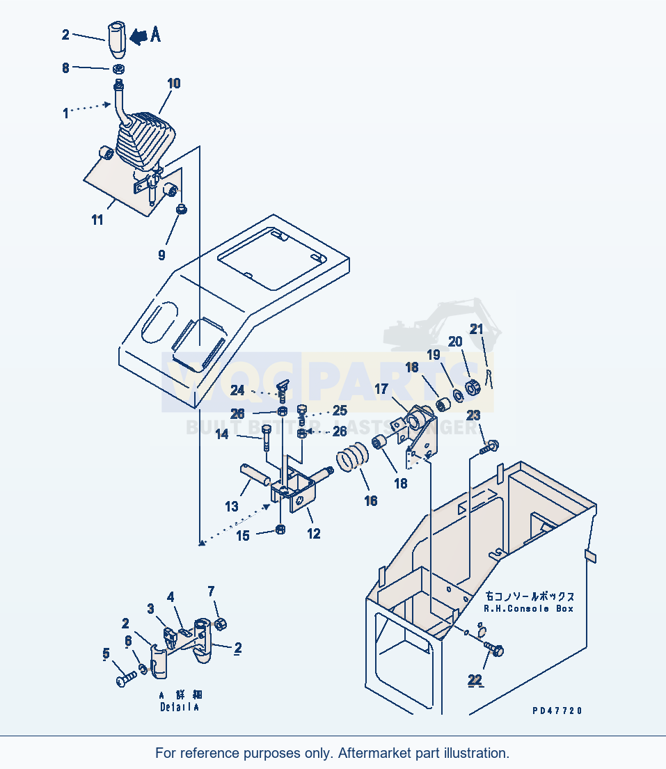 Komatsu WA180-3 Work Equipment Control Lever(#50001-) parts diagram