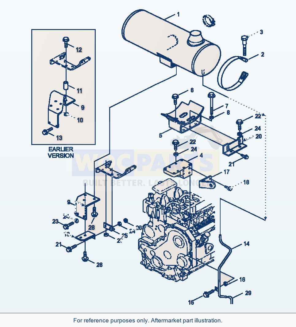 Komatsu WA180-3L Muffler And Mounting parts diagram